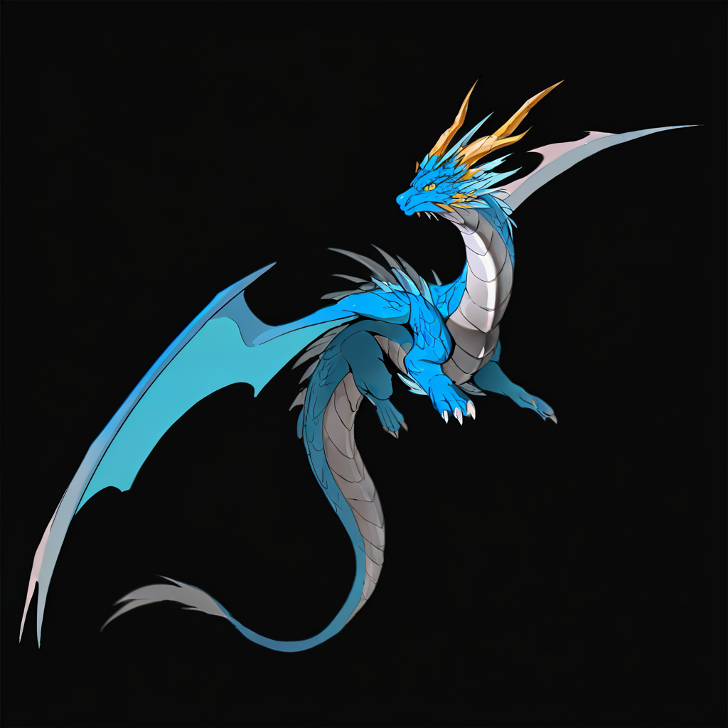 highres, best quality, masterpiece, very aesthetic, newest, ncrender,solo,no humans,1dragon,dragon focus,simple background,black background,full body,flying, <lora:NCRenderV3:1>