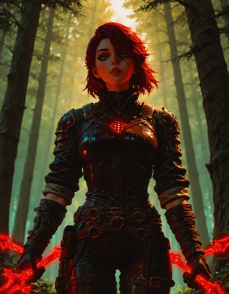 masterpiece, best quality, amazing quality, <lora:DarkFantasy_v3_Buns:0.55>, Arcane Archer, sleek leather armor, glowing bow, magical arrows, forest glade, masterpiece, best quality, amazing quality