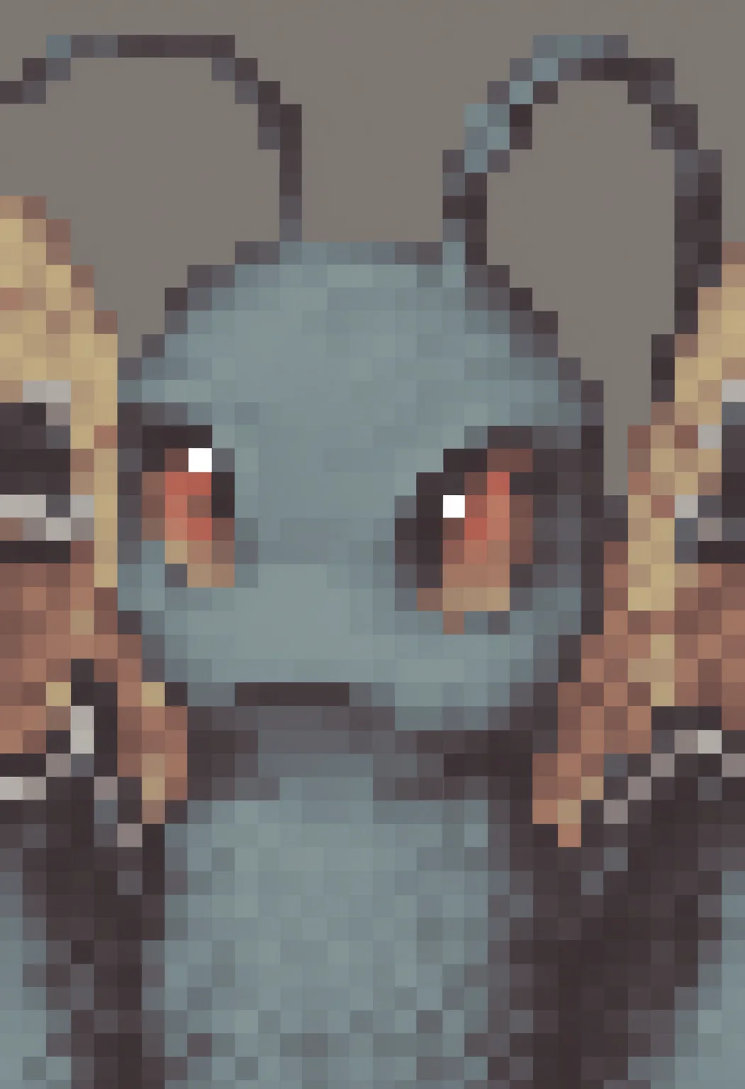 masterpiece, best quality, solo, , looking at viewer, <lora:FFT-Portraits-illus_Fp:1>, pixel art, portrait, simple background, pixelated, <lora:Mothman-illus_Fp:1>, mothman, pokemon \(creature\), no humans, wings, antennae,