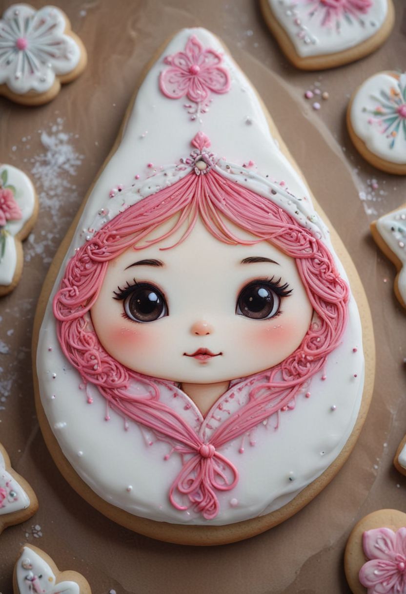*snoo*
cookie art design, cookie decoration,solo cookie,(flat art),