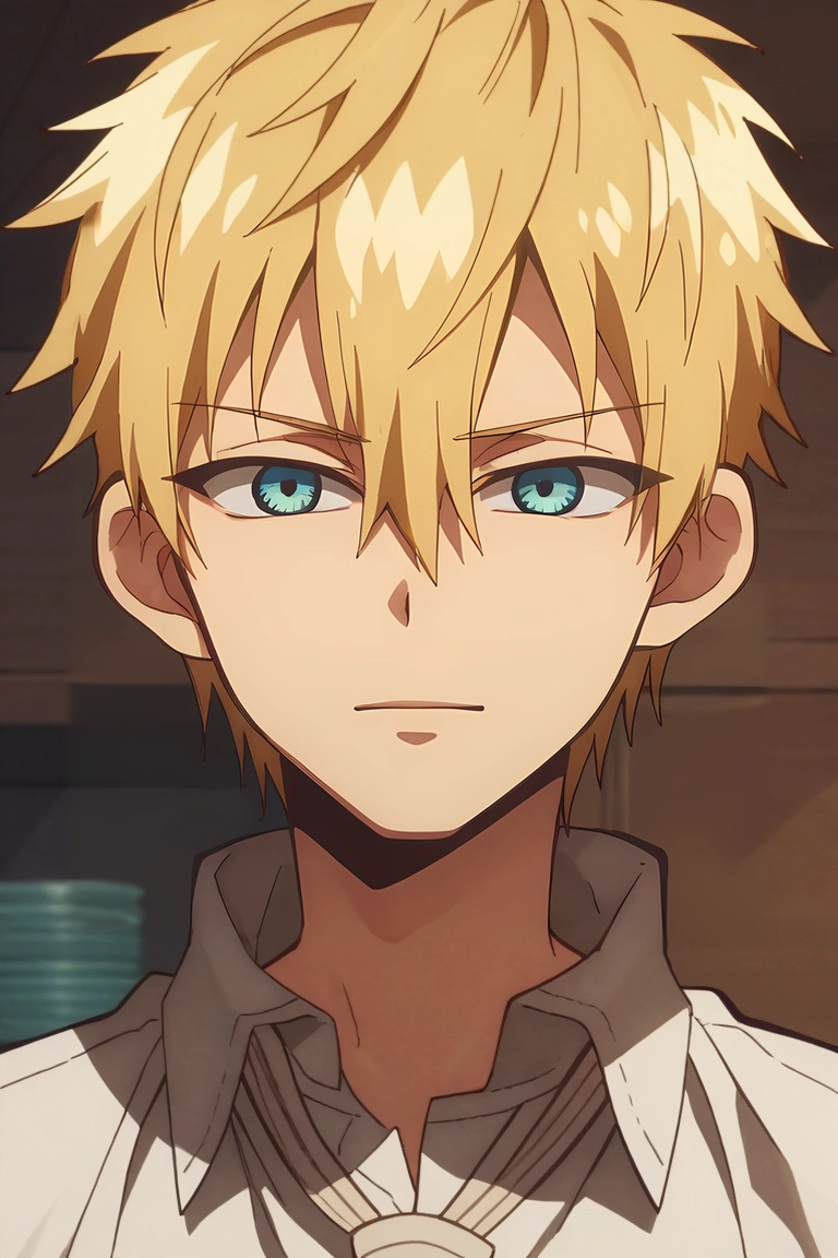 score_9, score_8_up, score_7_up, source_anime, rating_safe, , anime screencap, anime coloring, official style, looking at viewer, , 1boy, solo, male focus, <lora:teru_minamoto_pony:0.78>, teru_minamoto, blonde hair, blue eyes, short hair, bangs, hair between eyes, , , <lora:sdxl_lightning_8step_lora:1>