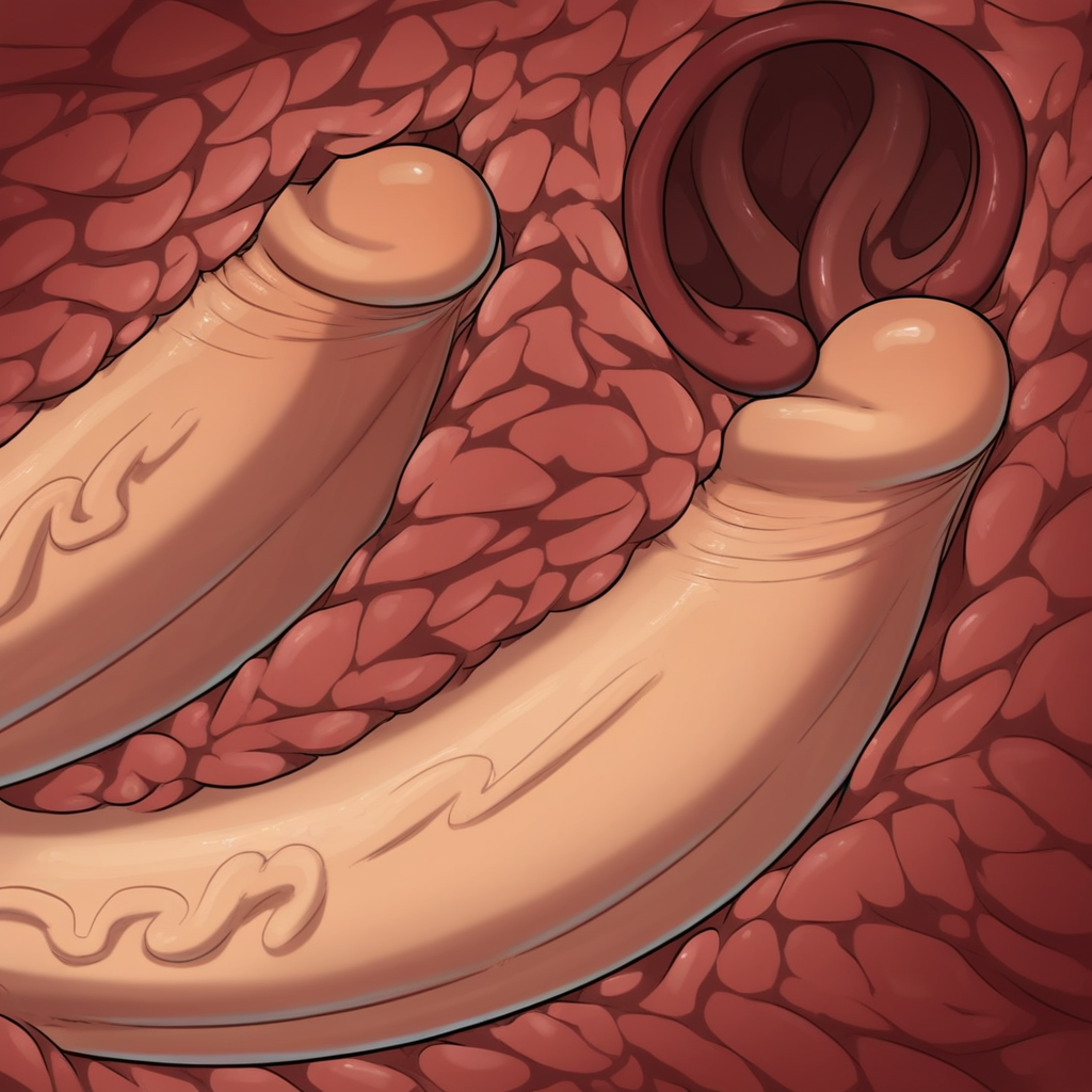 Circumcised, long penis, Internal view