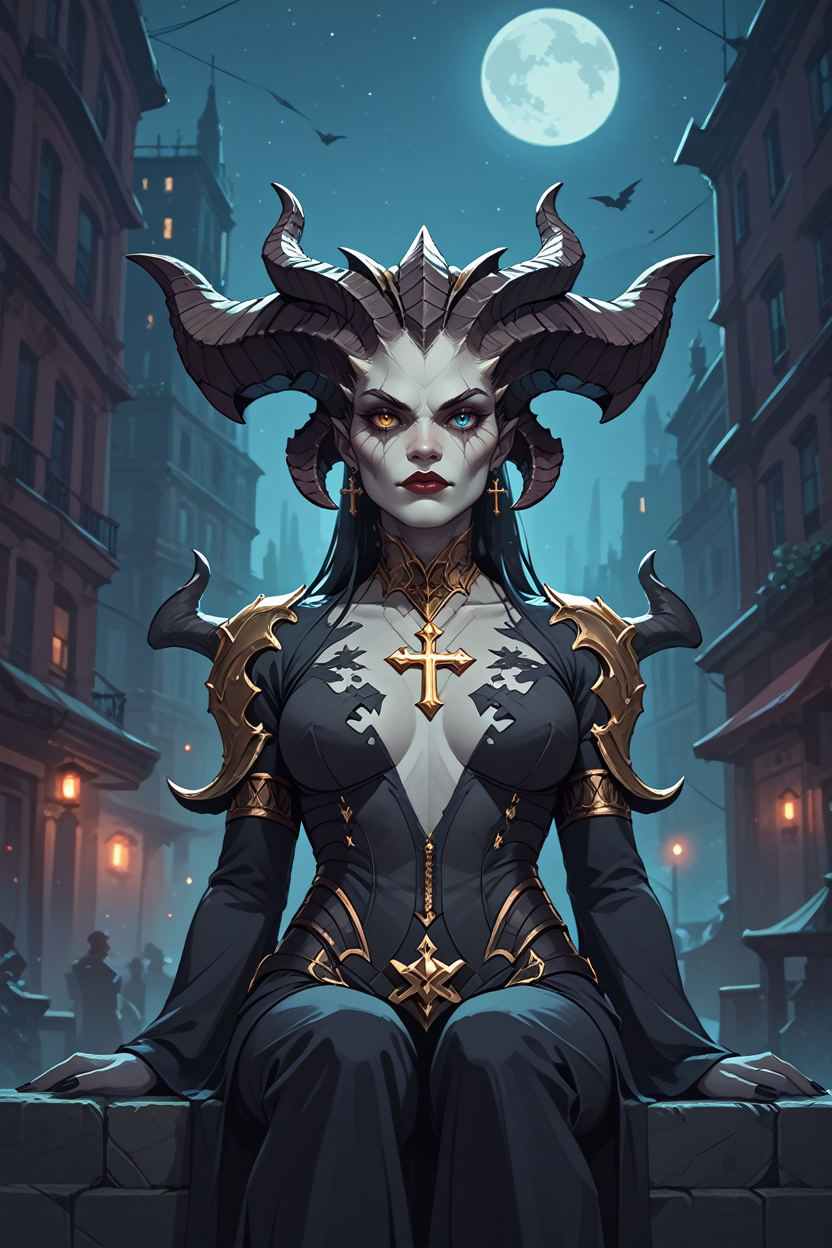 score_9, score_8_up, score_7_up, score_6_up
 <lora:D4Lilith:0.8>
D4Lilith, demon horns, heterochromia, gray skin, looking at viewer, sitting cross-legged overlooking a night city during last light