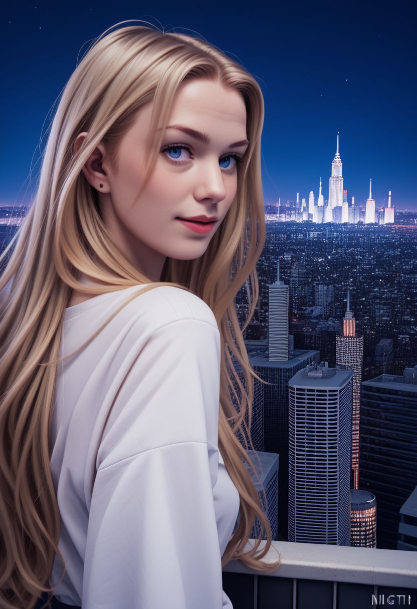 (Score_9,score_8_up, score_7_up:1.6),(source_anime:1.5),(rating_safe:1.5),(nigth scene:2.0), (( in exterior rooftop night city:2.0)),high definition, 35mm, ( detalled:1.5), 1girl, detailed face ,blue eyes , blonde hair, ,Long hair,Beutyfull