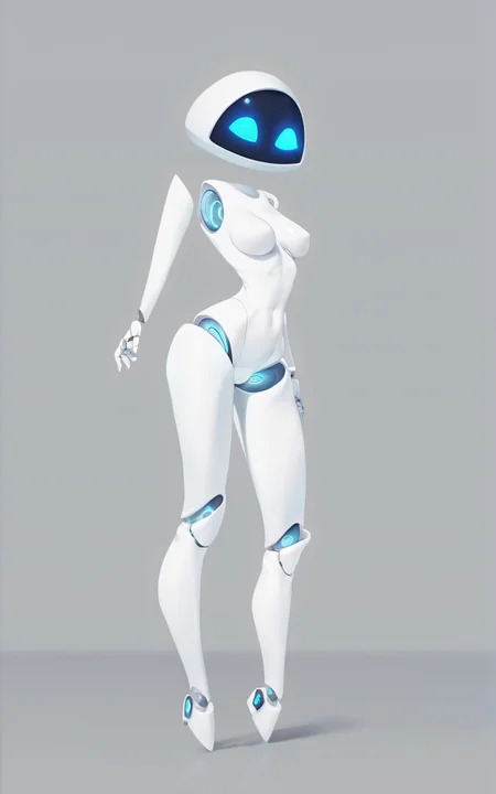 score_9, score_8_up, score_7_up,((masterpiece,best quality)), absurdres,((full body)), <lora:EVESDXL:0.8>,EVESDXL,robot,breasts,humanoid robot, blue eyes, no mouth, white skin ,screen face,featureless feet,simple background,slim,standing,solo,centered, <lora:3d-2d:0.8>
