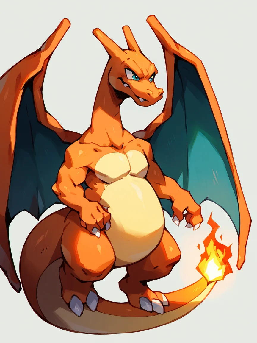score_9, score_8_up, score_7_up, score_6_up, score_5_up, <lora:bkomadoriXLP:1> bkomadori, solo, Charizard