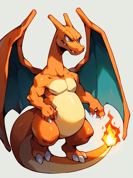 score_9, score_8_up, score_7_up, score_6_up, score_5_up, <lora:bkomadoriXLP:1> bkomadori, solo, Charizard