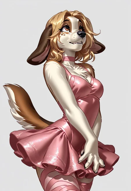 score_9, score_8_up, score_7_up, (by kittydee:1.5), (by jailbird:1.5), (by zummeng:1.5), masterpiece, best quality, 
(Furry Art: Anthro: Basset Hound:1.5), 1girl, expressive eyes, feminine eyes, perfect face, feminine face, dog, canine, multicolored fur, white fur, brown fur, black fur, droppy long dog ears, floppy ears, blonde hair, pigtail hair, medium breasts, ballerina outfit,