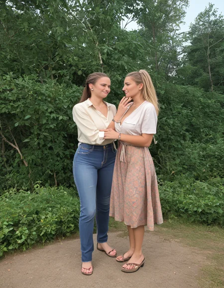 score_9,score_8_up,<lora:Lesbian_Love:1>,2girls,jewelry,outdoors,