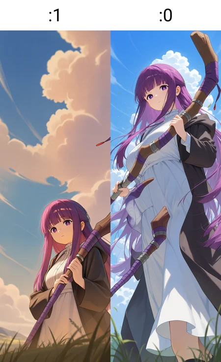masterpiece, best quality, absurdres, safe
1girl, blue sky, cloudy sky, fern \(sousou no frieren\), holding staff, looking at viewer
<lora:wide_shot_il_1_d32:1>