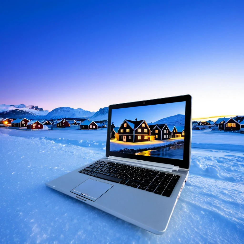 (laptop showcase) <lora:02_laptop_showcase:1.1>
Silver background,
high quality, professional, highres, amazing, dramatic,
(Northern village and midnight sun:0.5),