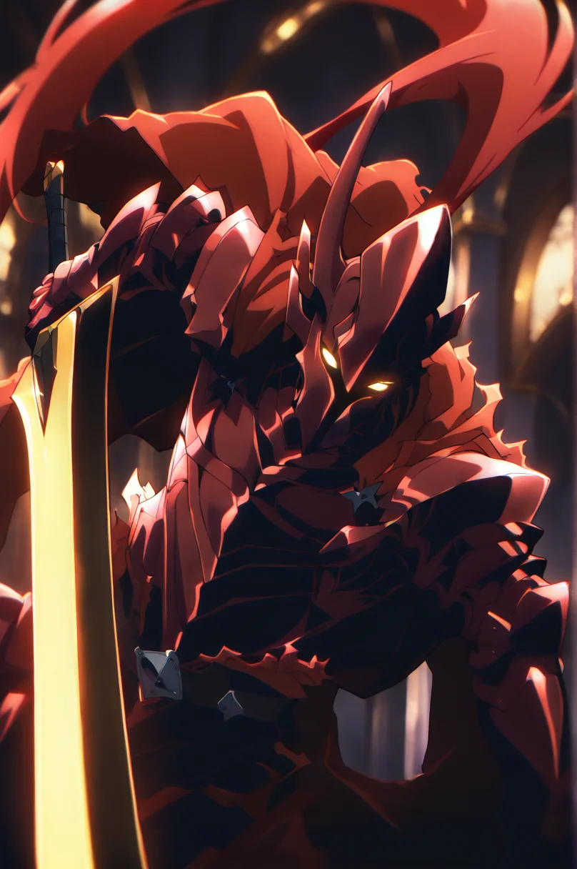 8K,masterpiece, best quality, amazing quality, very aesthetic, high contrast, focused subject, vivid color.realistic
1 igr1s, helmet, red hair, one horn is broken, red cape, glowing eyes, red armor,
attack with giant yellow sword,dynamic angle,cinematic light,
<lora:Igris_by_readandsign_v5-000009:1.0> <lora:lum2_by_readandsign:0.55> <lora:CAt_girl_ponyv2:0.8>