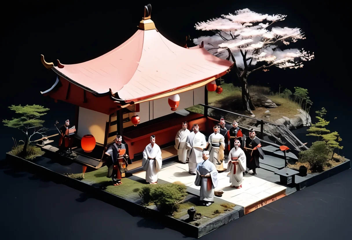 score_9,score_8_up,score_7_up,masterpiece,best quality,source_real,realstic,photorealstic,
KitsuneNoYomeiri_Bridal,,cherry blossom tree,sash,architecture,japanese traditional architecture,,standing,<lora:BDpony_KitsuneNoYomeiri_V1-5928:1>,:,<lora:IsoPixel-PDXL:1>,ispzxll,simple background,isometric,miniature,diorama,no people,black background,from above,<lora:add-detail-xl:1>,mysterious atmosphere,mist,