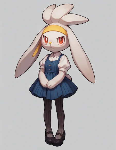 score_9, score_8_up, score_7_up, score_6_up, score_5_up, score_4_up, 1girl, full body, solo,
<lora:Raboot_v0-3:1> raboot, pokemon \(creature\), white fur, droopy ears, rabbit ears, rabbit tail, red eyes, looking at viewer, furry female, yellow hairband,
bohemian-maxi-dress, mary-janes, ribbed-pantyhose