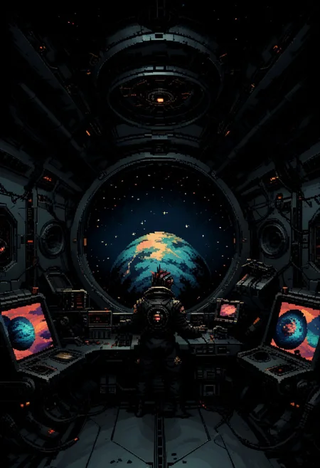 score_9, score_8_up, score_7_up, yamer_pixel_fusion, pixel art, space ship, interior, retro futuristic, atompunk, hyper-detailed, scifi, lofi, d3p1x3l, pixel art