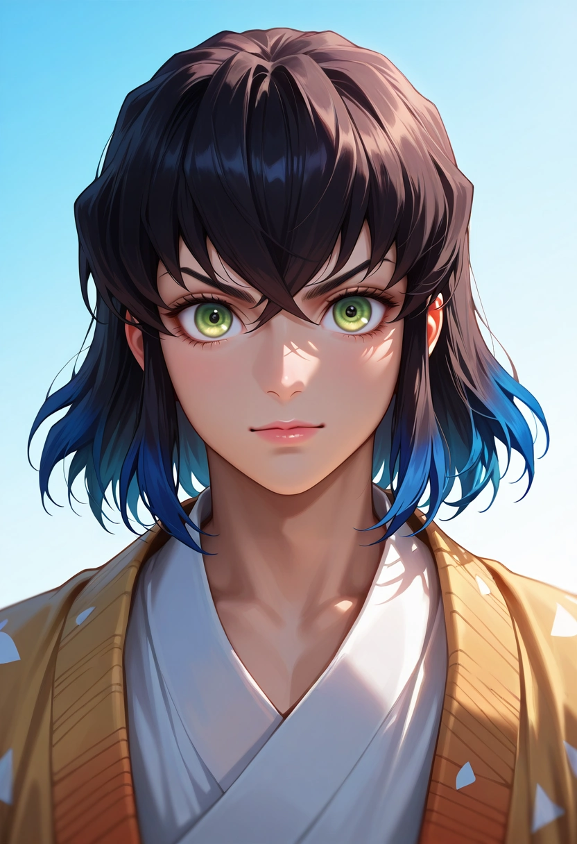 masterpiece, best quality, , (realistic:0.6), looking at viewer, 1boy, solo, male focus, <lora:inosuke_hashibira_ilxl:0.94>, inosuke_hashibira, , , ,