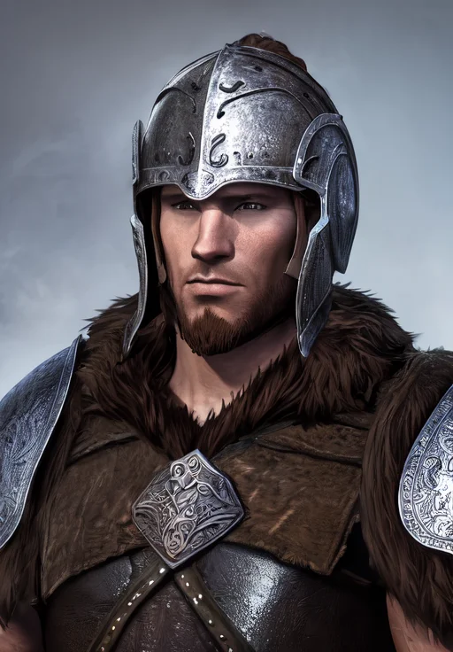 1man, <lora:Nord-Male:0.8>, Nord-Male, 1man, solo, portrait, fur armor, viking, helmet,, (masterpiece, best quality, absurdres, detailed, ultra-detailed:1.3), hot