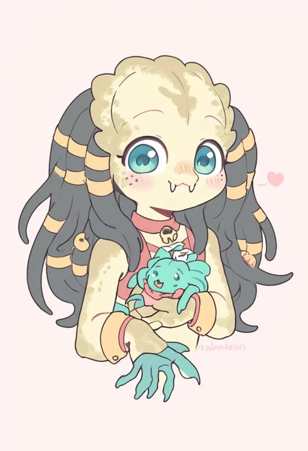 score_9, score_8_up, cute yautja, predator alien, digital art, highly detailed, zPDXL