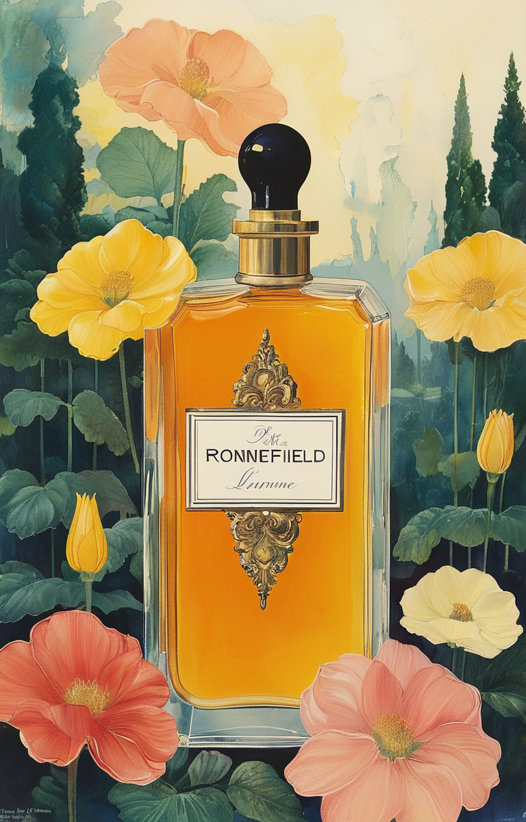 masterpiece,best quality,<lora:tbh222-sdxl:0.9>,illustration,style of Ronnie Landfield A bottle of perfume in garden