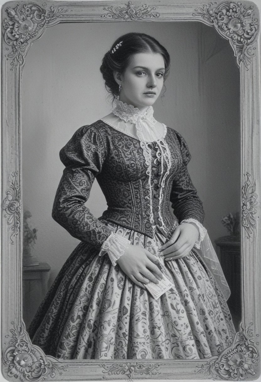 patterned back of a card, victorian_style, (llbreton, monochrome,greyscale)