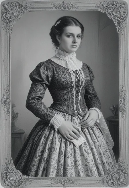 patterned back of a card, victorian_style, (llbreton, monochrome,greyscale)