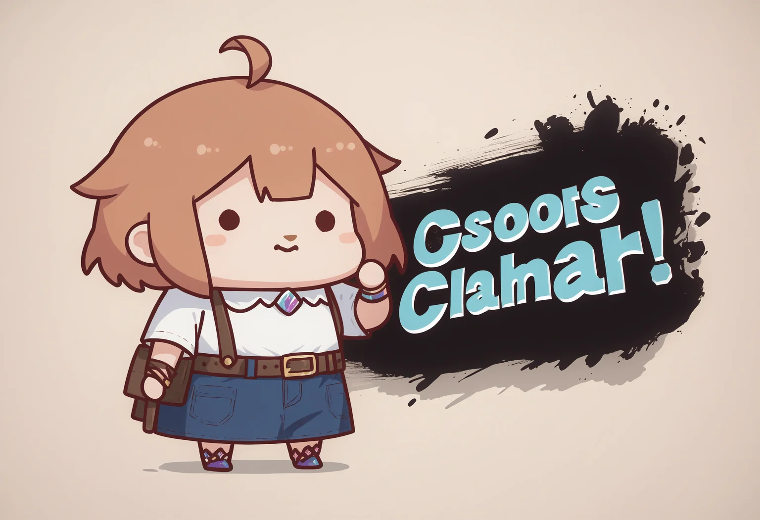 score_9, score_8_up, score_7_up, source_anime, 1girl, SSBUSplashArt, english text, <lora:SSBUSplashArt_XLPD_1:1.4>, <lora:Phdpigeon_XLPD:0.85> chibi, dot eye