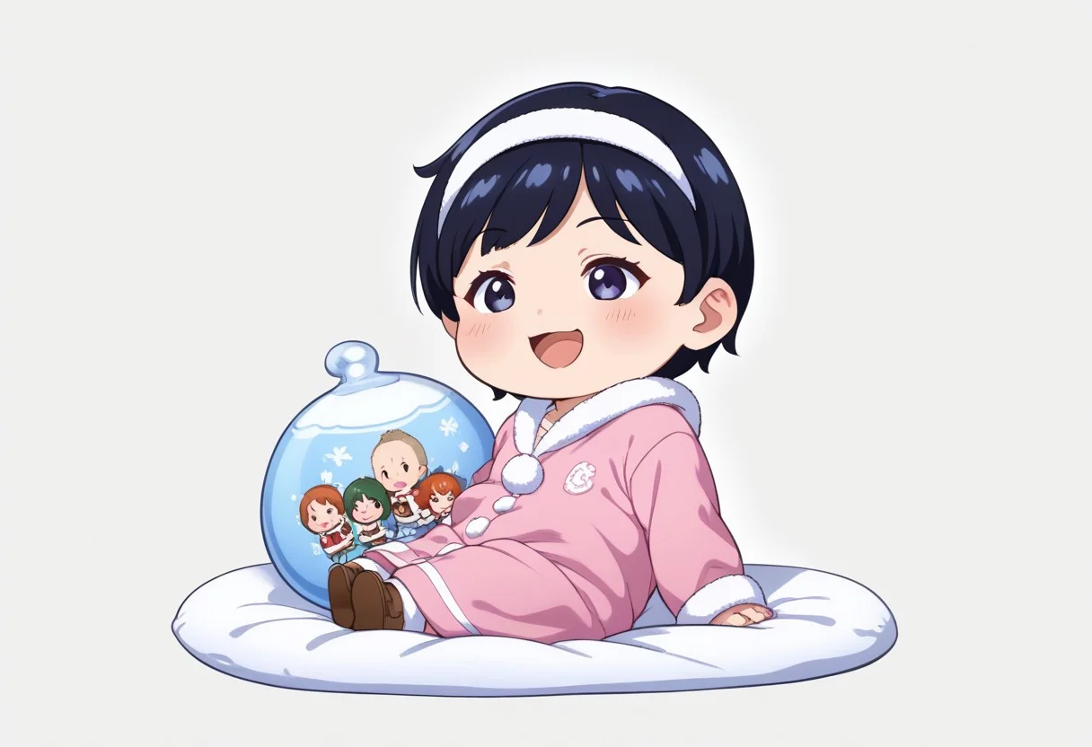 chibi solo, 1girl, medium black hair fluffy blue hanfu, wide long sleeves white hanfu, funny, chibi sitting, infant, toddler,
Fat chibi open christmas gifts, medium, baby, infant, toddler, chubby cheeks,
Toy plushie, opened mouth, smile, giggled, white background, christmas party, chibi, chibi, infant, force side view, force from side,