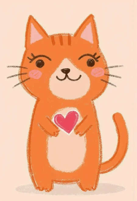 red fat cat with heart