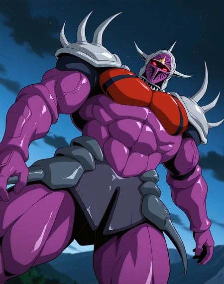 <lora:Lanacuras_(Shinzo)_(Illustrious)_(AD):1> Lanacuras, muscular, Shinzo, 
exterior, vivid anime dark sky with black clouds, mountains, nature, end of the world background, fighting, 
dynamic action, dutch angle, cowboy shot, detailed face, detailed eyes, glowing red eyes, 
hyper muscular, end boss, large wide rounded protruding pecs, bulging muscles, large rounded muscular shoulders, large biceps, large thighs, abs, red pecs, perfect hands, peak physical conditioning, pinnacle of manly perfection, perfect physique, veiny muscles, commanding oppressive presence, 
BREAK: very awe, aesthetically pleasing, masterpiece, best quality, amazing quality, very aesthetic, perfect depth of field shot, 
BREAK: lazympos, lazypos (2),