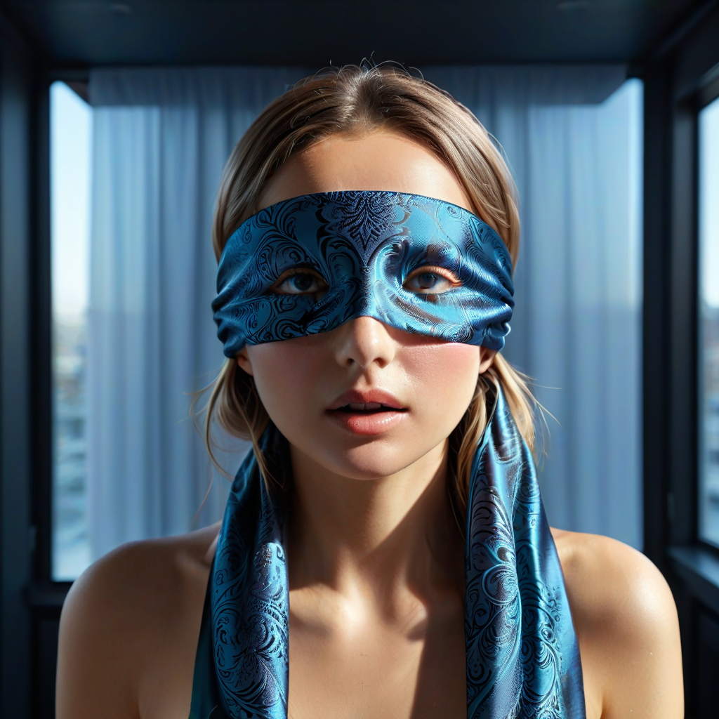 UHD, 4k, ultra detailed, cinematic, a photograph of 
A <lora:Biolumins:0.7>   satin_scarf_blindfold,casting shadow, different shadow, window casting shadow light, cinematography, detailed, detailed background, detailed face, high quality, 8k,
<lora:satin_scarf_blindfold:0.7>