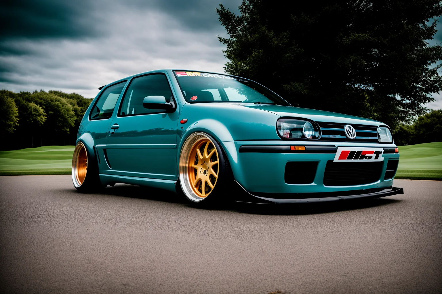 GOLFMK4, custom racing car body modified graffiti, NFS, stance, photorealistic, shot by Sony a7iii <lora:GOLFMK4:0.8>