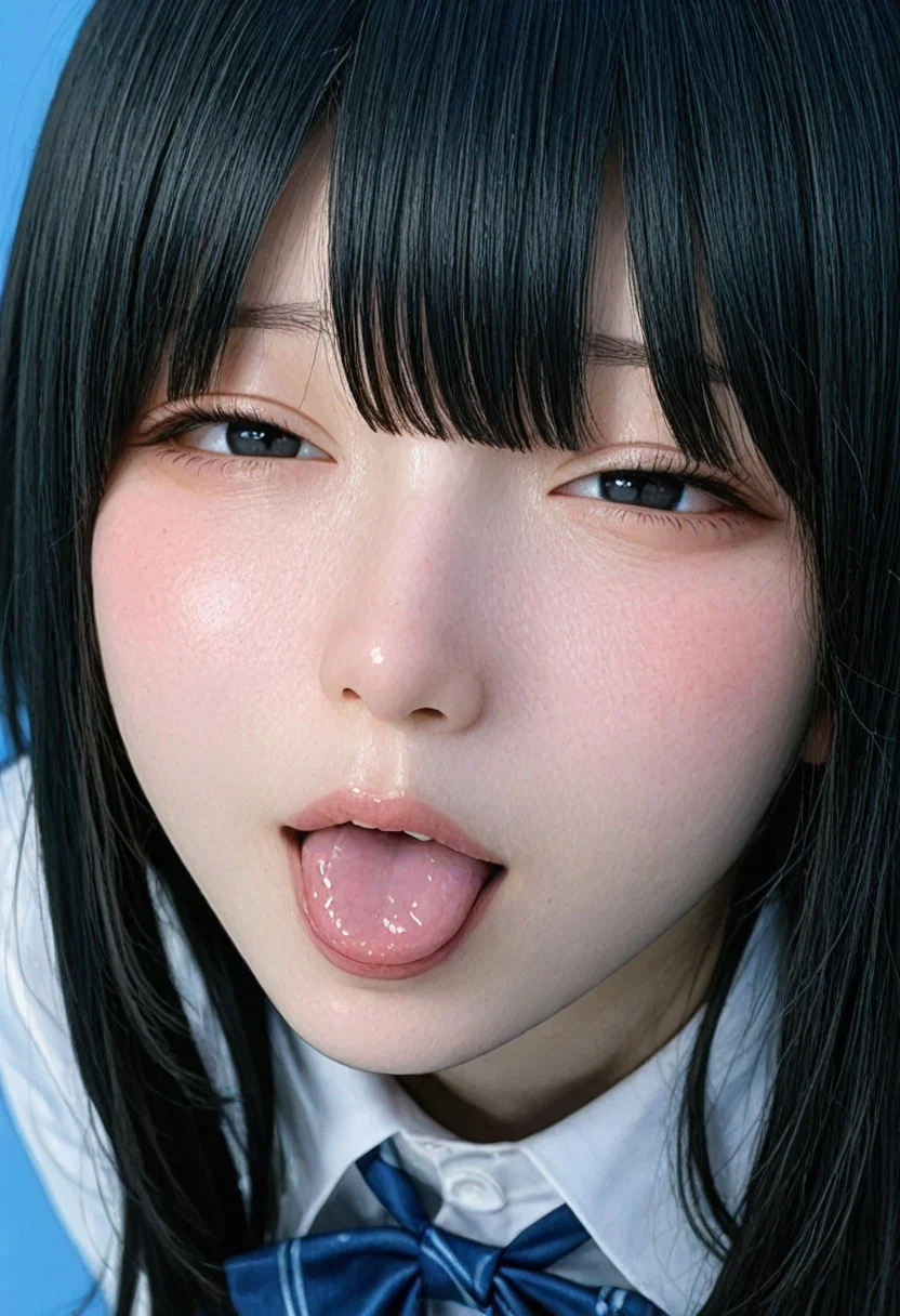 raytracing, very awa, high resolution, official art, realistic, masterpiece, best quality, film grain, Film Still, realistic,photorealistic, super detailed skin, realistic skin, realistic human skin, Realistic skin tones, Three-dimensional skin, (simple blue background:1.4), (Low brightness lighting),
BREAK
,(Korea Cosplayers), (Taiwan Cosplayers), (Japanese Cosplayers), (blue_archive), virtual youtuber, hololive, nijisanji.jp, (ars almal:0.8), (Houshou Marine:0.8),
BREAK
,toothless, kawaii girl, jiraikei face, (18-year-old), perfect eyes, (narrow nose), half-closed eyes, (petite), black hair, long hair, black eyes, tareme, (School Uniform),
BREAK
seducative, sexy, sensual, female orgasm, moan, pleasure, embarrassed, pleased, aroused, arousal ,