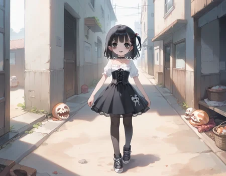 (score_9,score_8_up,score_7_up:1), 1girl, full body, Off center view, horror, daylight, warm tones, Cute, (goth, (black lipstick, black mascara, black eyeshadow)), (skinny), neonglow color hair, intricate layered hairstyle, choker, eyeshadow)) (etherial scarred skin), Huge ass, narrow waist, (Running), messy beach, (<lora:zavy-cntrst-sdxl:1> chiaroscuro, low-key, horror), ((<lora:goth_clothes:1> skirt(side lace-up corset, black skirt))), <lora:AdamHughes_PDXL-style:1> AdamHughesstyle, <lora:add-detail-xl:1>