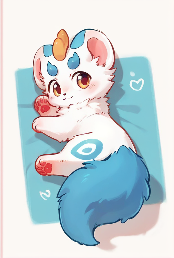 score_9, score_8_up, score_7_up, rating_safe, source_furry, big pink paw pads, cute, feral, on side<lora:Tianlu_Fabulous_Beasts_Pony:0.9> tianlu_f4bulousb3asts, pixiu, lying, looking back