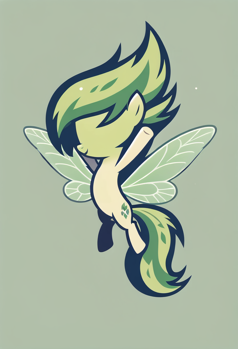 score_9, score_8_up, score_7_up, score_6_up, score_5_up, score_4_up <lora:PonyMinimalStyle:1> Minimalstyle, faceless pony, green fairy pony, simple background, vector, flat colors