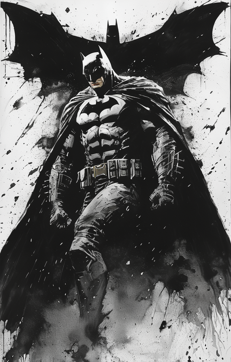 masterpiece,best quality,<lora:tbh236-sdxl:0.8>,illustration,style of  Frank Miller,batman portrait of family