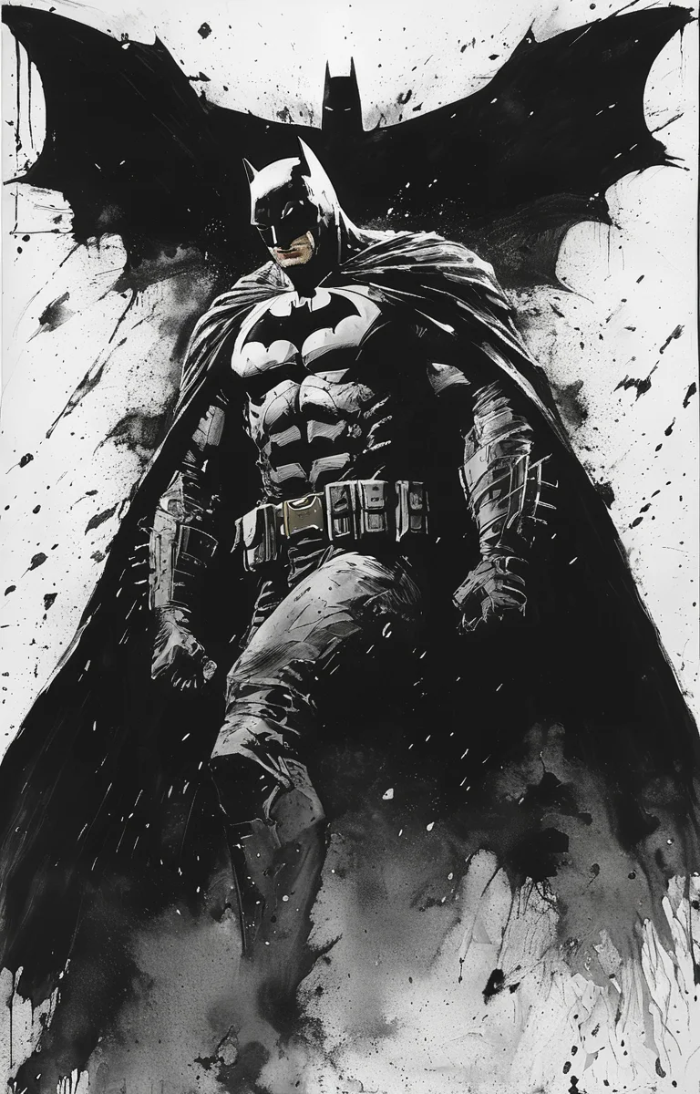 masterpiece,best quality,<lora:tbh236-sdxl:0.8>,illustration,style of Frank Miller,batman portrait of family