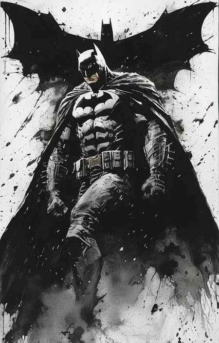 masterpiece,best quality,<lora:tbh236-sdxl:0.8>,illustration,style of Frank Miller,batman portrait of family