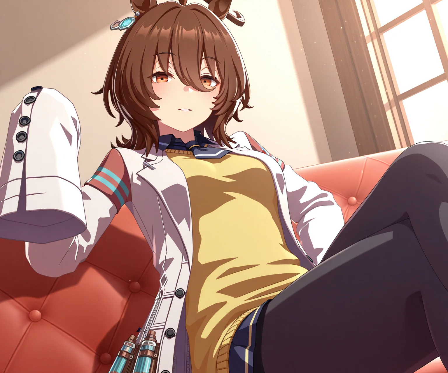 masterpiece, best quality, amazing quality, , 1girl, solo, looking at viewer, <lora:Agnes Tachyon in game 3D style ILL-v2:1> ummsmingame, 3d, agnes tachyon \(umamusume\),