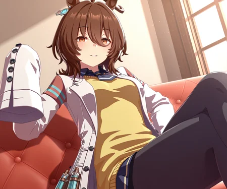 masterpiece, best quality, amazing quality, , 1girl, solo, looking at viewer, <lora:Agnes Tachyon in game 3D style ILL-v2:1> ummsmingame, 3d, agnes tachyon \(umamusume\),
