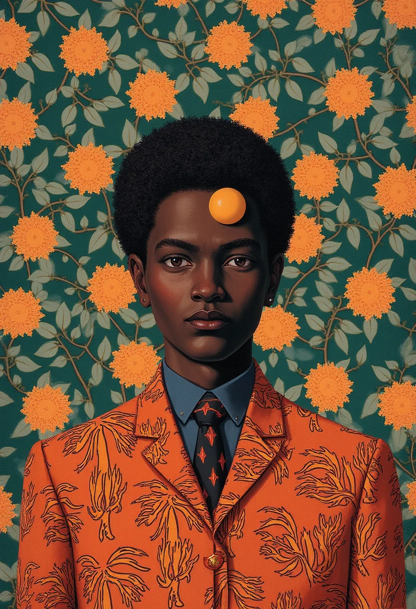yfg-magritte African traditional art style, bold patterns, vibrant colors, intricate designs, dynamic compositions, cultural heritage, adds richness and depth with intricate textures and vibrant colors. The scene should include a rich variety of elements, each contributing to the overall atmosphere. Lighting should be soft, diffused, and natural, enhancing the depth and realism of the scene. The mood is to be calm yet vibrant, creating a sense of serenity and wonder. Every detail in the scene should be meticulously rendered, emphasizing the contrast between light and shadow, and capturing the fine textures and subtle gradients. The color palette should be carefully chosen to evoke emotion, with each hue enhancing the aesthetic appeal of the overall composition. The final image should be immersive and captivating, drawing the viewer into its intricately detailed world.