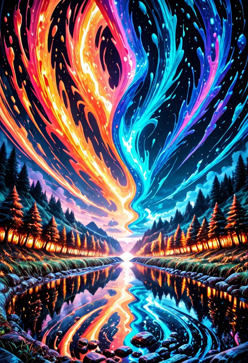 SmoothNoob_Quality, nature, night  moonlight, river, floating palace, beautiful and delicate water, (bloom), (shine), colorful, dynamic vivid colors, panorama, landscape, Colorful portraits, dynamic lighting, Natural atmospheric lighting, elegant