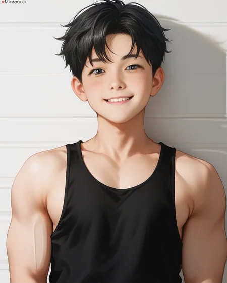 score_9, score_8_up, score_7_up, Korean, <lora:Cute_Cartoon_ArtStyle:1>, <lora:Expressive_H:1>, ((adorable handsome young man:1.2, light skin)),
tae_dong, black tanktop, white shorts looking at viewer, dynamic action, expressive cute face, male focus, 1boy, solo, cowboy shot, cinematic, <lora:tae_dong-000013:1>, ((tae_dong))