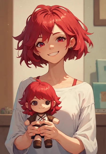 score_9_up score_8_up score_7_up, 1girl, holding character doll, smile, red hair
<lora:holding_fufu_pony_d16:1>