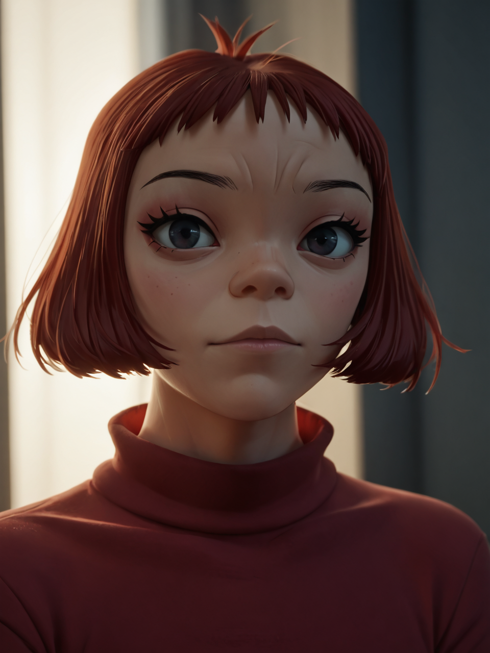score_9, score_8_up, score_7_up,  score_6_up, BREAK, Noodle, solo, short hair, red hair, <lora:Noodle:1>