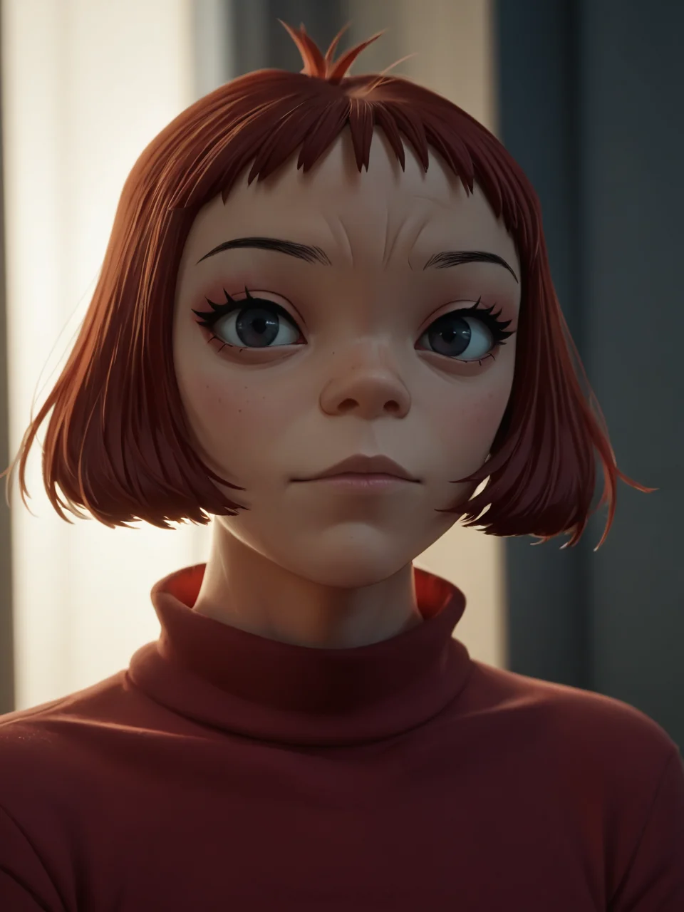 score_9, score_8_up, score_7_up, score_6_up, BREAK, Noodle, solo, short hair, red hair, <lora:Noodle:1>
