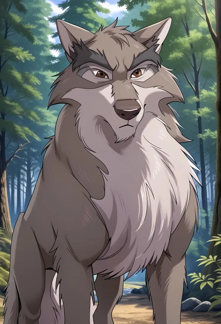 Nava, wolf, feral, male, solo, hi res, eyes focus, handsome, forest, sunny, forest background, detailed background, hi res, detailed eyes, eyes focus, big iris, 4k perfect eyes, perfect face, 5fingers, best artwork, highly detailed ultra quality