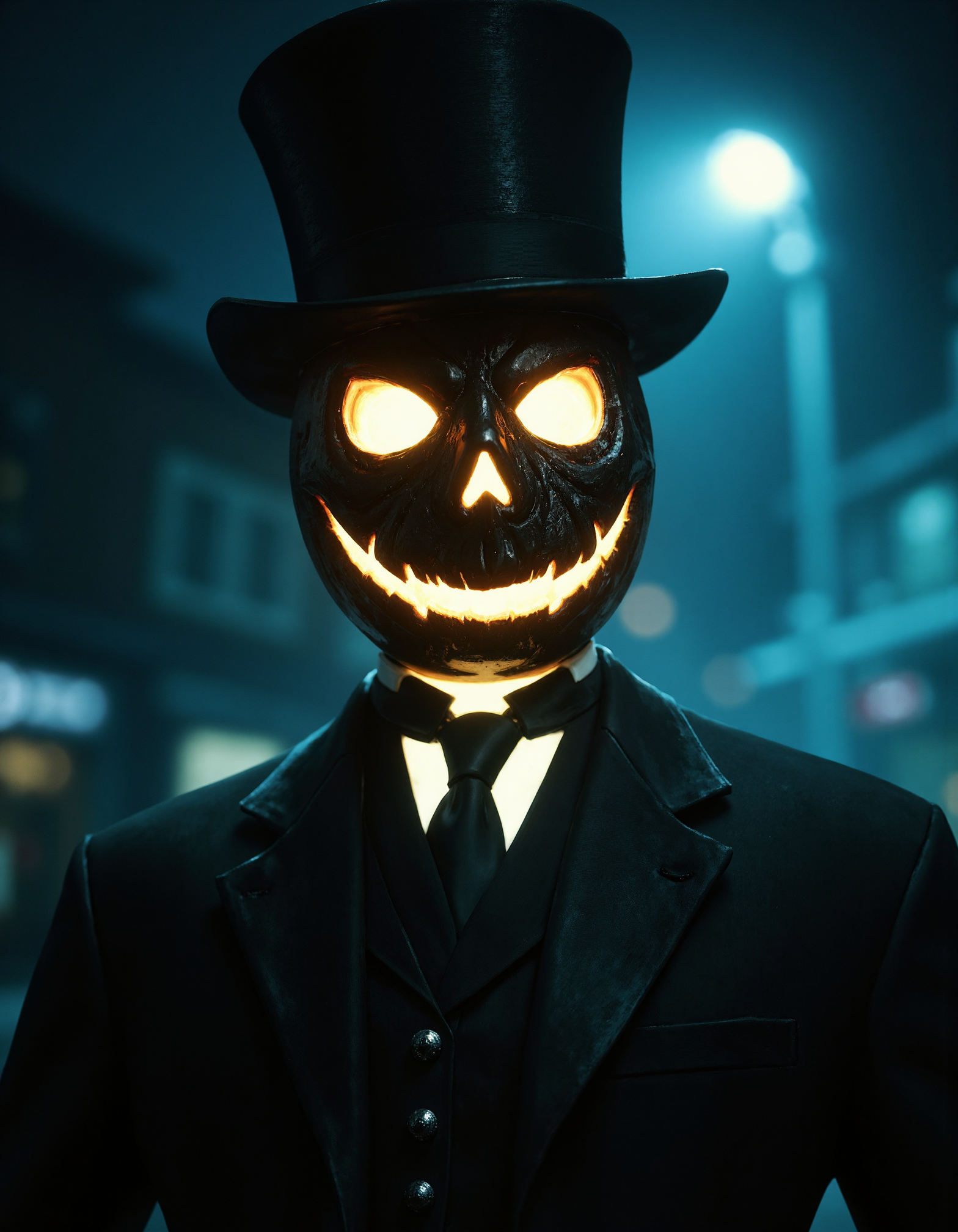 zavy-hdlsshrsmn, mysterious photoshoot of close-up view of headless victorian age officer with a glowing presence, photorealistic depiction, high quality cinematic shot, halloween style