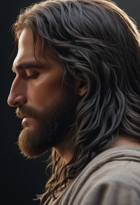 4k, highly detailed, cinematic lighting, breathtaking photo of Jesus Christ, realistic,
<lora:Real_Jesus_Christ:0.8> j35us_sot, 1man, dark hair, long hair, beard, facial hair, olive skin, eyes closed, bowing head, solo, side view, (((close up on face))), male focus,