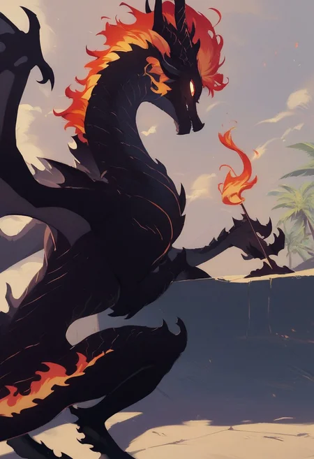 score_9, score_8_up, score_7_up, score_6_up, score_5_up, score_4_up, best quality, high quality, masterpiece, <lora:Shadow_Style_for_Pony:1> Palm sized, shadow dragon, black silhouette, red and gold flame swirling in the background, sitting on a hand,